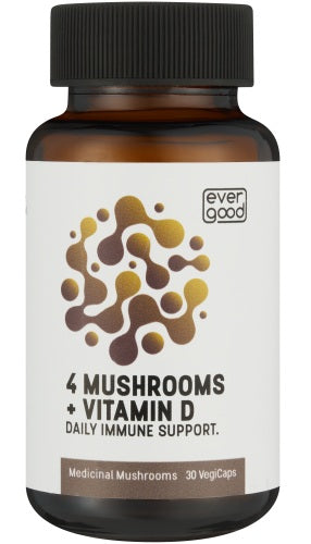 Ever Good: 4 Mushrooms 10:1 extracts PLUS Organic Vitamin D - 30 capsules