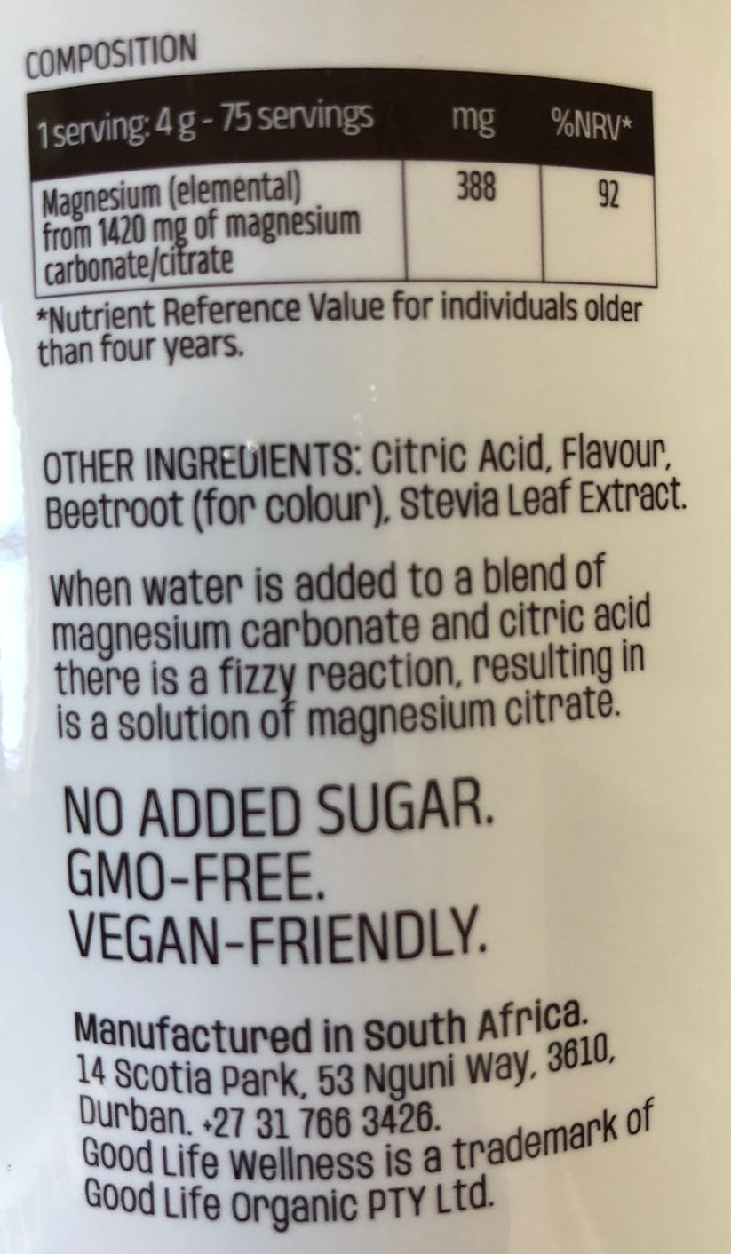 Good Life Wellness: Magnesium Daily Calm, Raspberry flavour - 300g